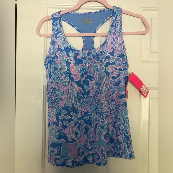 Lilly Pulitzer Mina Top Fille – Chemisier Blanc à Volants Or Palmier – Neuf Taille M/L